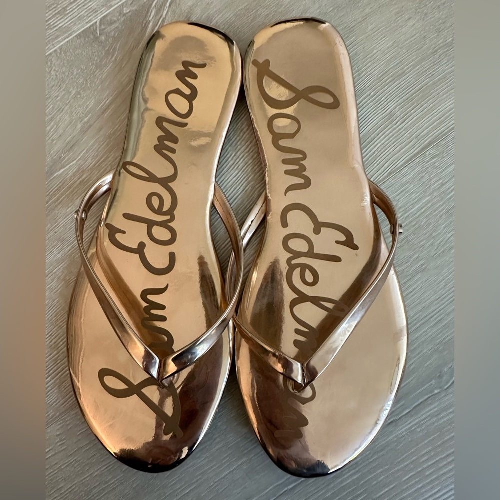 Sam Edelman Rose Gold Flip Flops